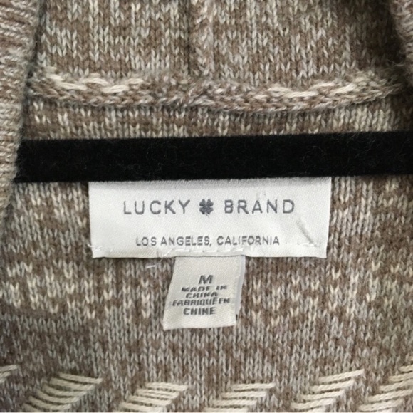 Lucky Brand Aztec Geometric Open Drape Cardigan Sweater Size Medium Cotton Boho - Picture 7 of 8